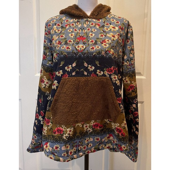 Jimmy Yoo Sweaters - Womens Jimmy Yoo New Fleece Floral Pullover M NWT Cottage Prairie Outdoor